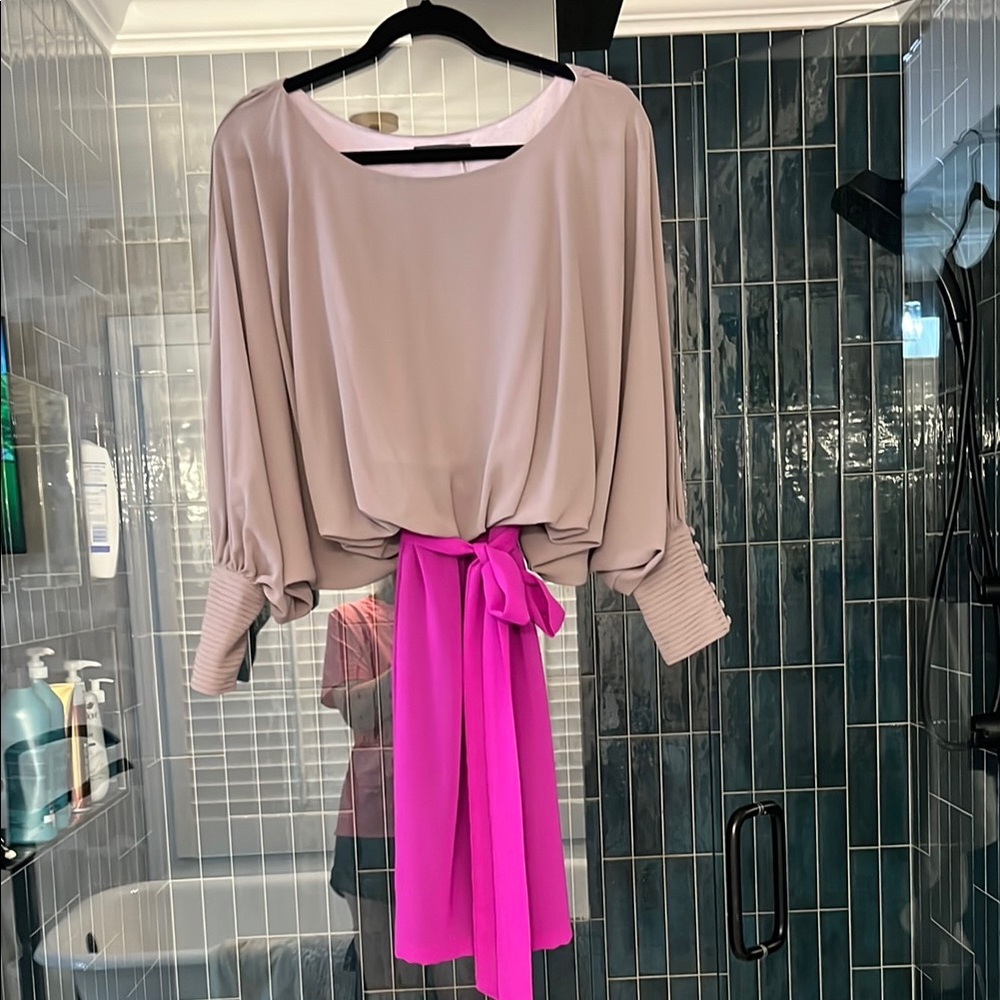 Gray and purple cocktail dress